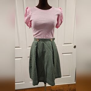 Green Polka Dot Skirt Vintage Look